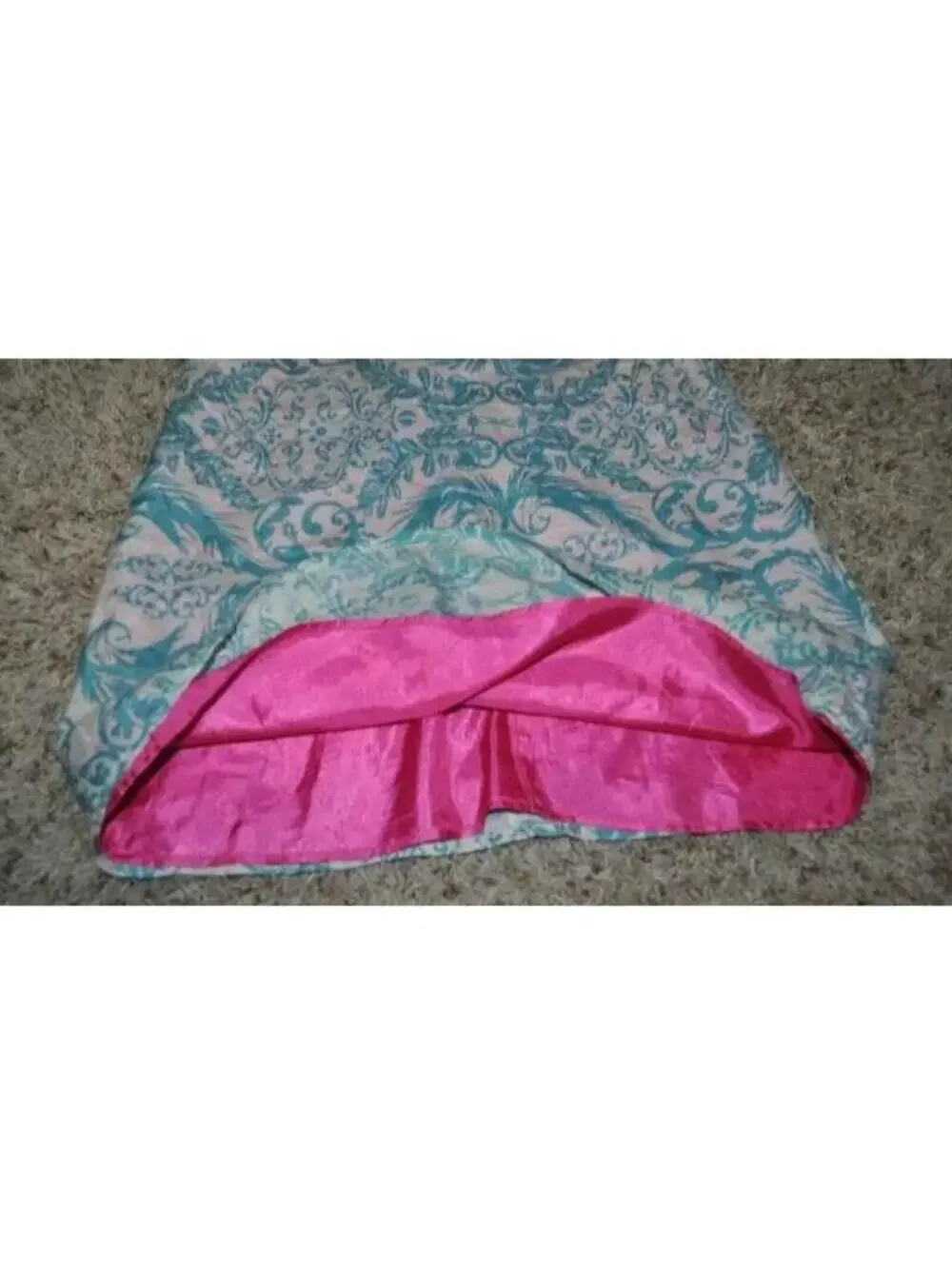 Girls Le Pink Summer Dress 12 Blue & Pink Paisley Sleeveless Beaded Silk Blend